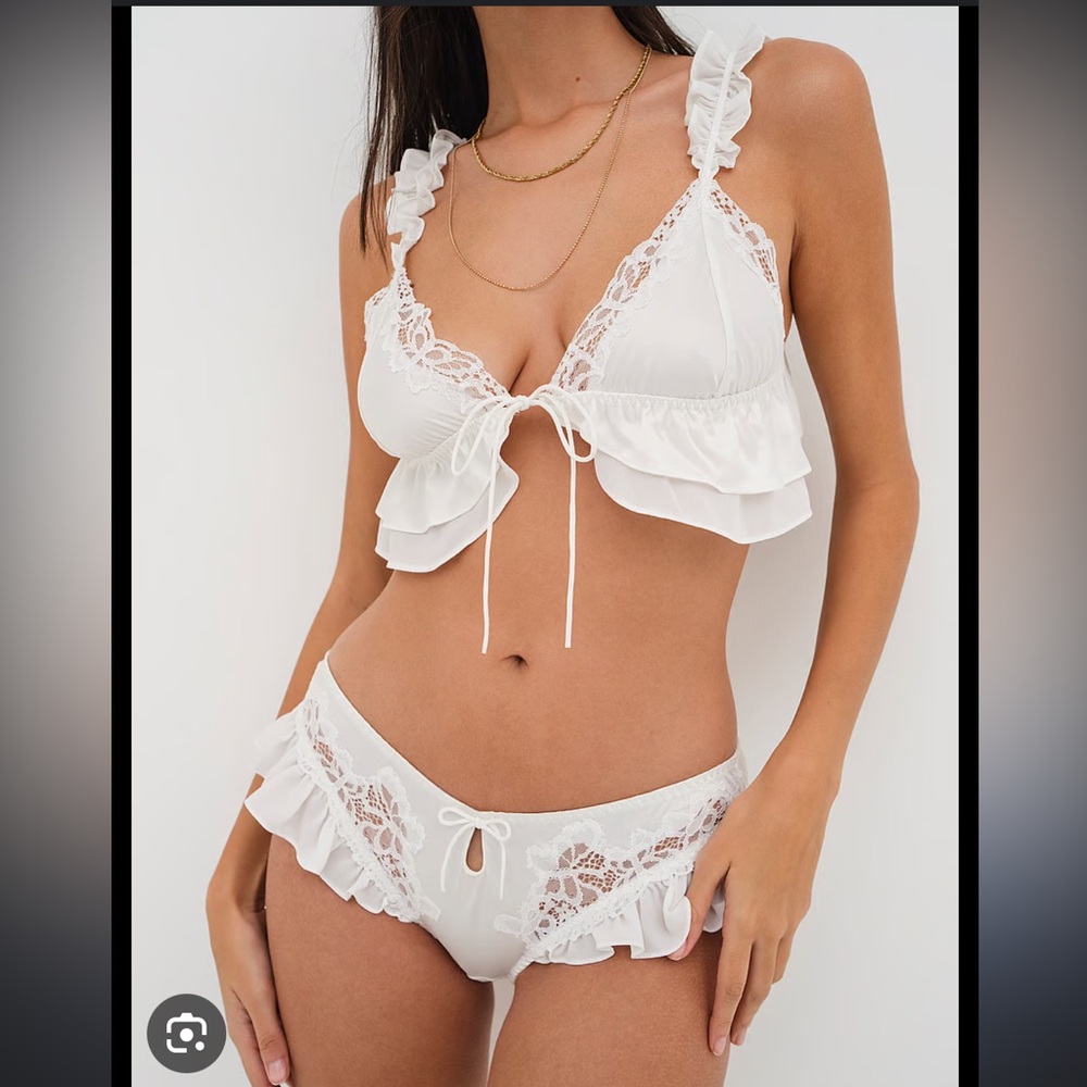 For Love & Lemons - Butterfly Lace Ruffle Bralette & Panty
